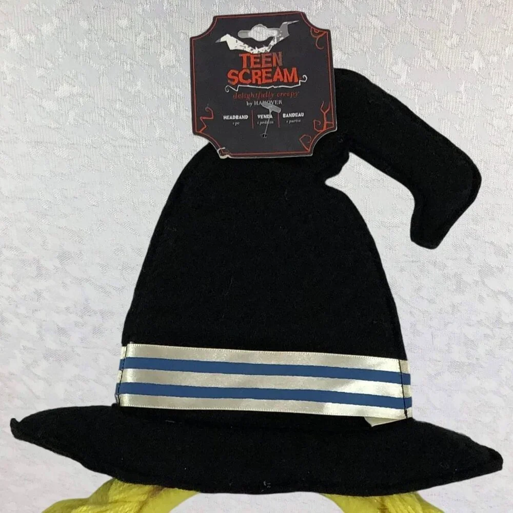 Hanover Teen Scream Witch Hat Yellow Braid Headband Costume Accessory NWT